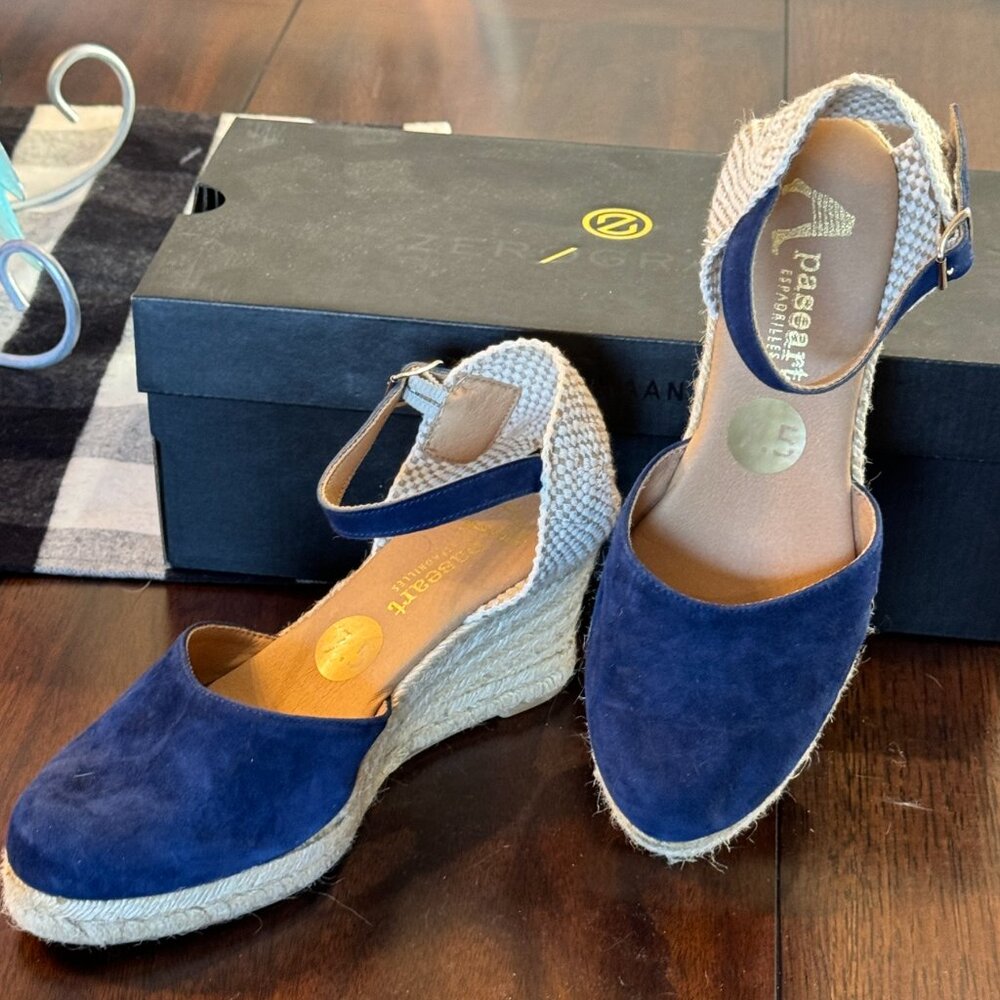 Paseart Spanish Espadrilles in blue suede. 7.5. Worn once.